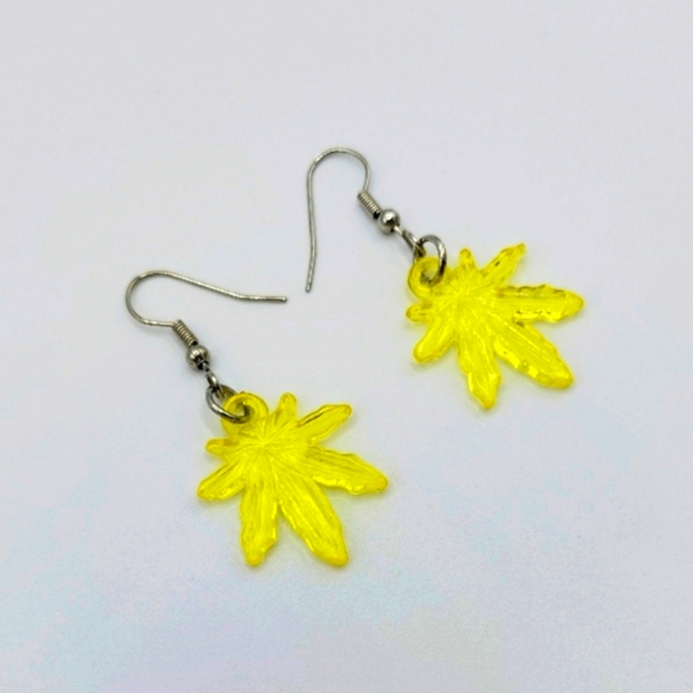 Yellow 420 Leaf Earrings